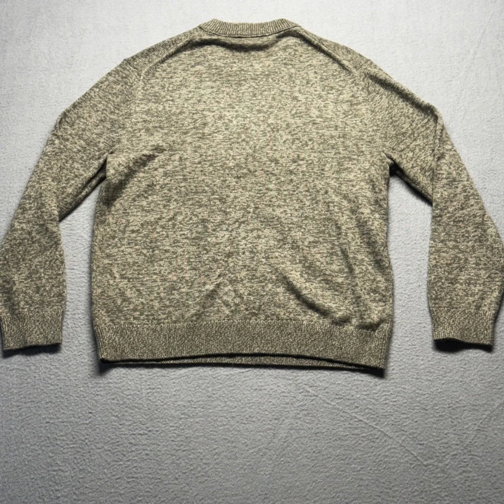 Banana Republic Mens Crew Neck Sweater Size L Green Marl Cotton Wool Blend NWT